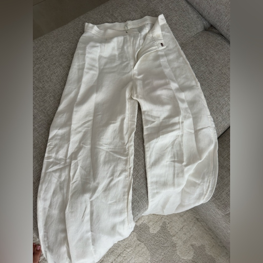 White Wide-Leg Linen Pants